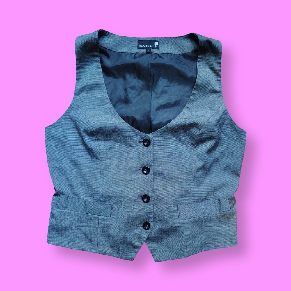 Y2K Vintage Button Front Sleeveless Vest Top Grunge Dark Academia Tank Small Med